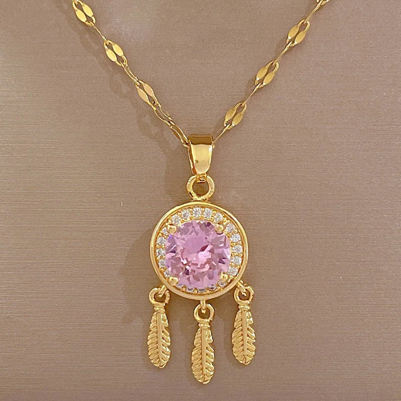 Feather Tassel Choker Necklace – Gold Stainless Steel | Nixie Pendant Choker Necklace Nixie XL2606-391