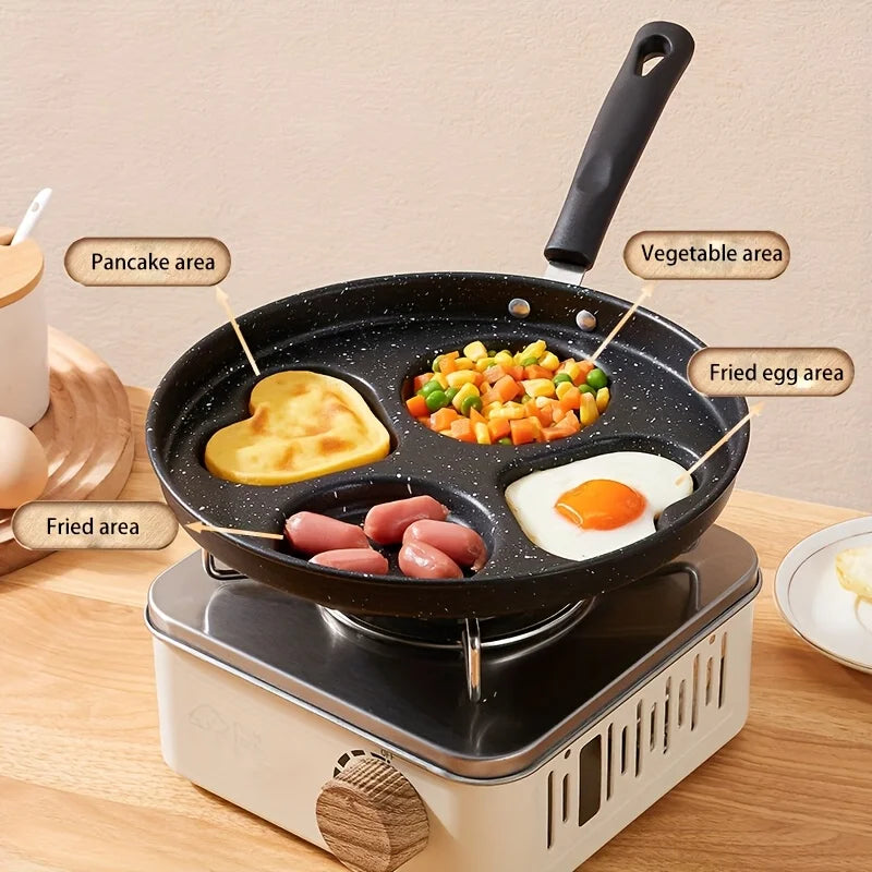 Non-Stick Divided Skillet – Heart & Round Pancake Pan Divided Skillet Nixie