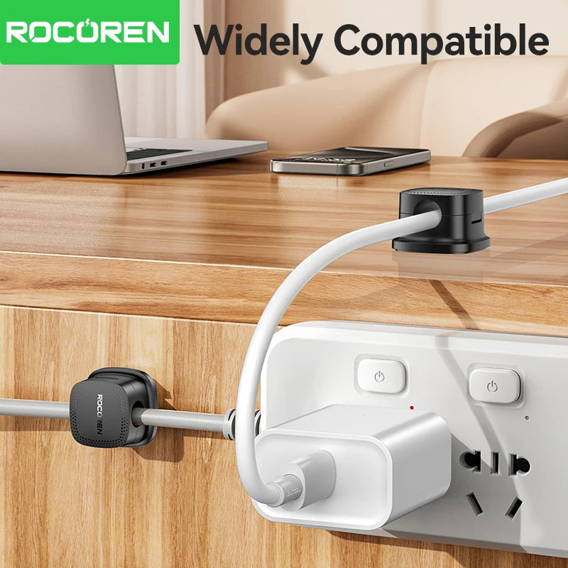 Rocoren Magnetic Cable Organizer 6PCS – Under Desk Wire Clips Cable Management Clips Nixie
