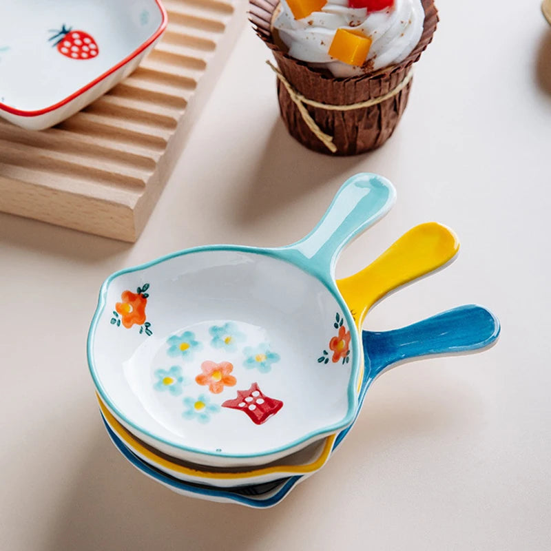 Cute Cartoon Ceramic Handle Plate – Mini Serving Dish Ceramic Serving Plate Nixie