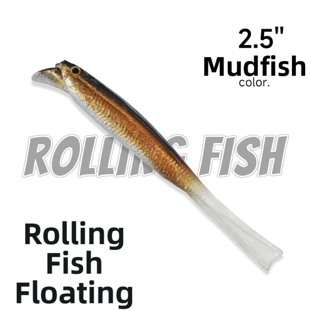 TPE Soft Bait Fishing Lure 2.5" & 3" Rolling Action – 8 Pack