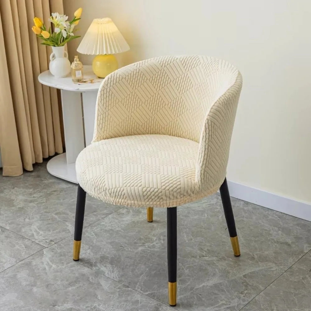 Nordic Elastic Curved Armchair Cover 3D Jacquard Chair Slipcover Chair Slipcover Nixie Beige