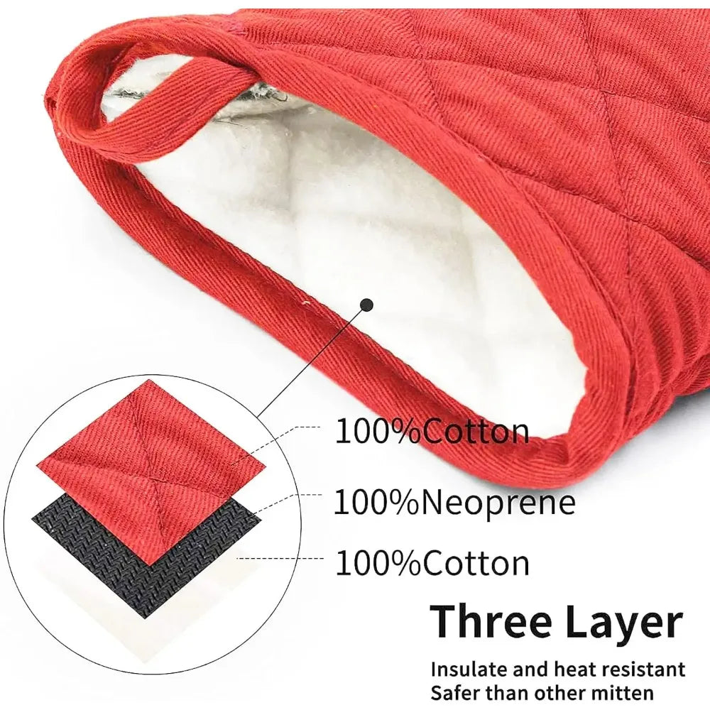 Heat-Resistant Non-Slip Oven Mitts for BBQ Baking & Cooking