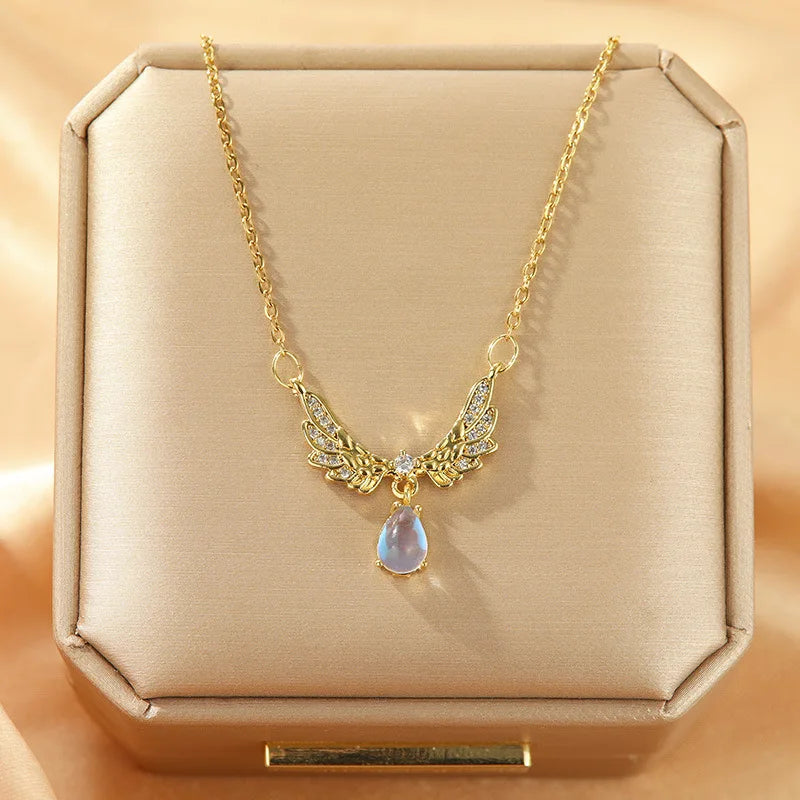Women's Stainless Steel Clavicle Pendant Necklace | CZ Gem Pendant Necklace Nixie