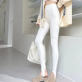 Women's High Waist Sharkskin Stretch Stirrup Leggings Women's Leggings Nixie White L
