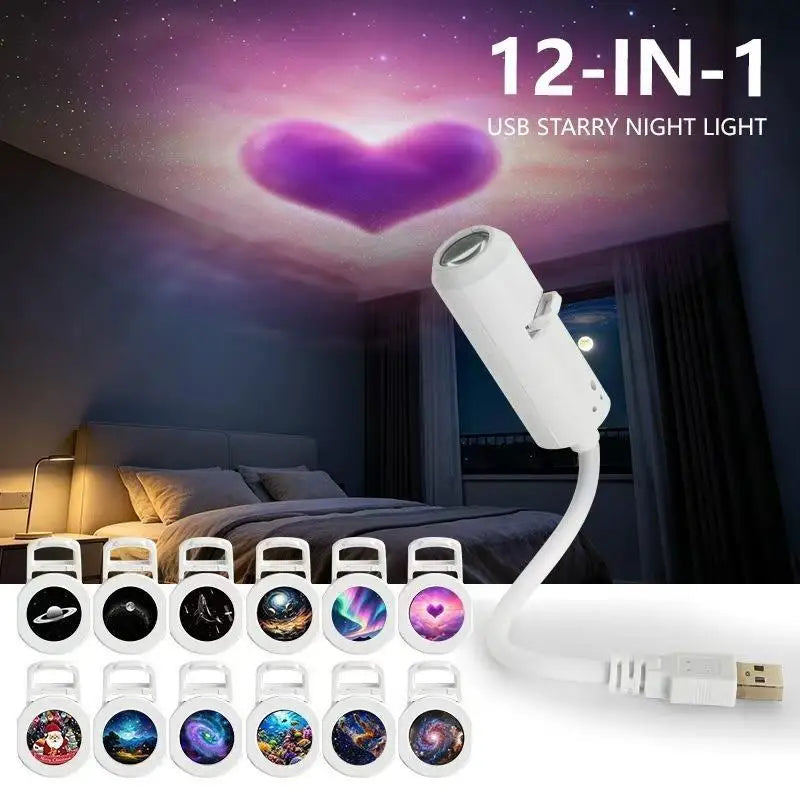 USB Starry Sky Projector Lamp 24-in-1 360° Night Light