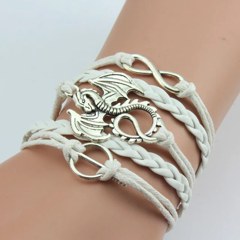 Owl Braided Multilayer Charm Leather Bracelet – Vintage Punk