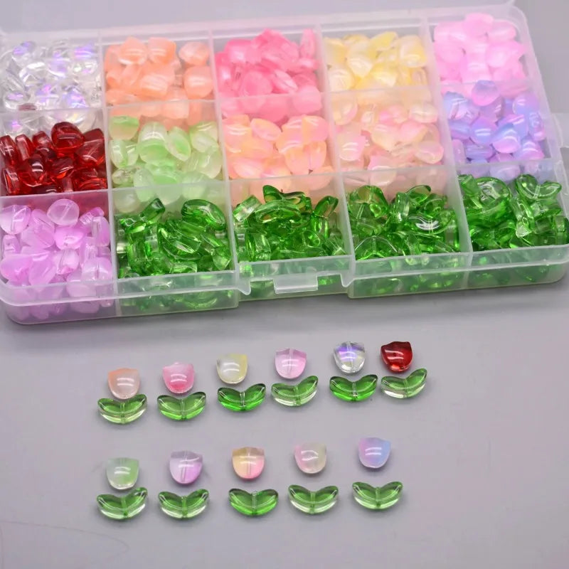 30pcs Luminous Tulip Glass Beads – DIY Earrings & Bracelets DIY Jewelry Beads Nixie