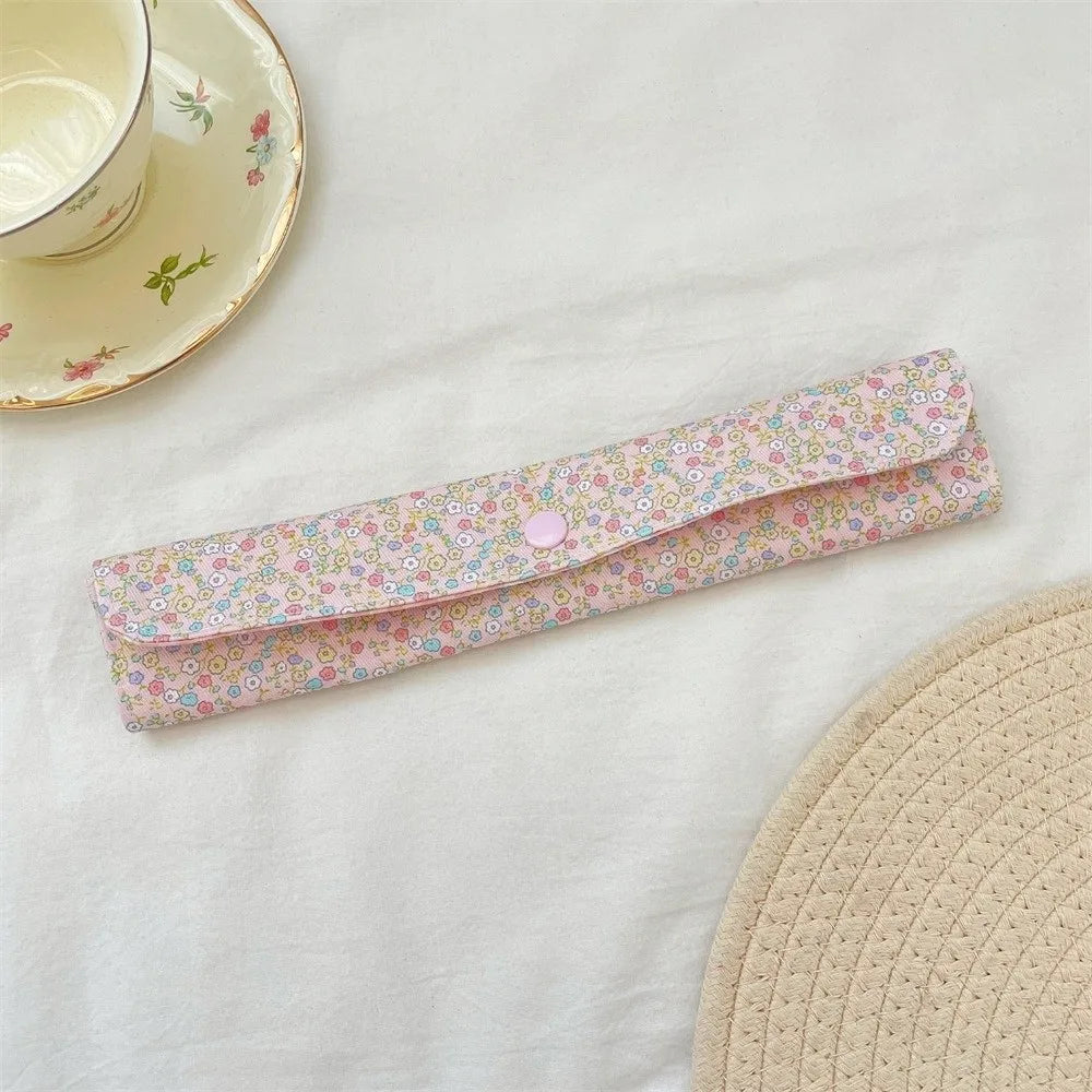 Floral Plaid Cutlery Organizer Bag – Portable Utensil Pouch
