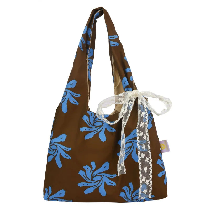 Floral Canvas Shoulder Bag | Large Capacity Women's Beach Tote Canvas Shoulder Tote Nixie