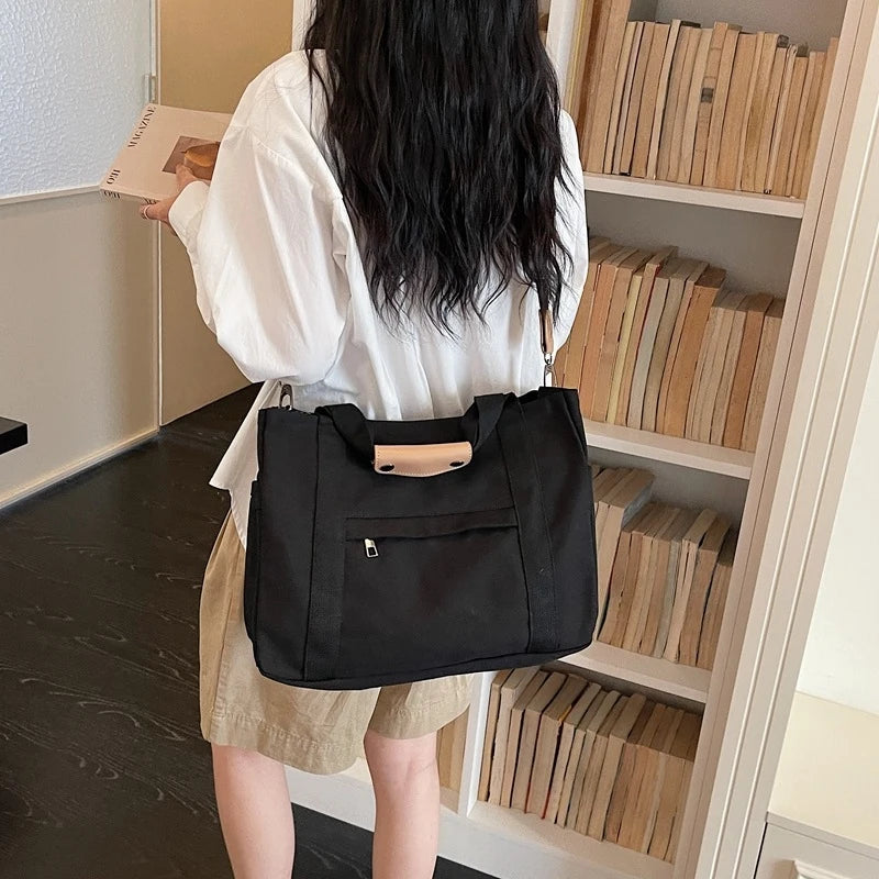 Large Canvas Tote Bag – Work, School & Travel Shoulder Bag Canvas Tote Bag Nixie