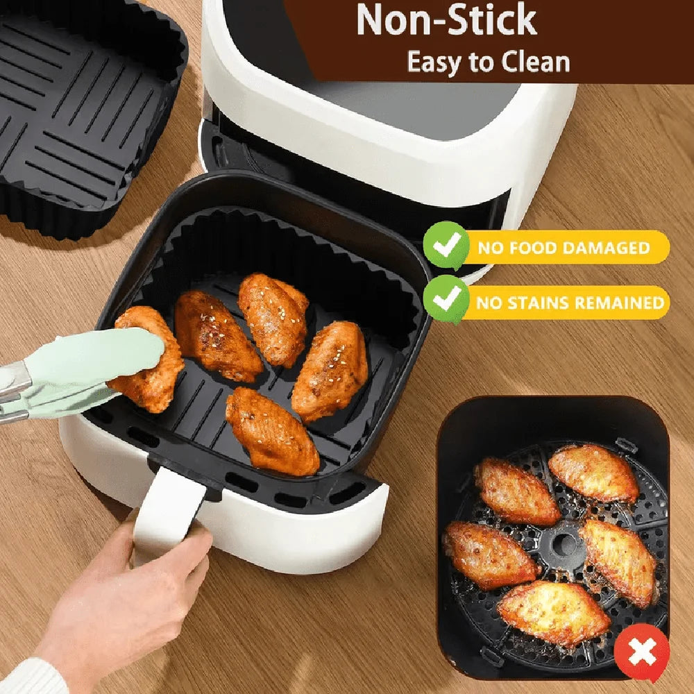 Reusable Silicone Air Fryer Liner – Square, 4–7 Qt | Nixie Silicone Air Fryer Liner Nixie