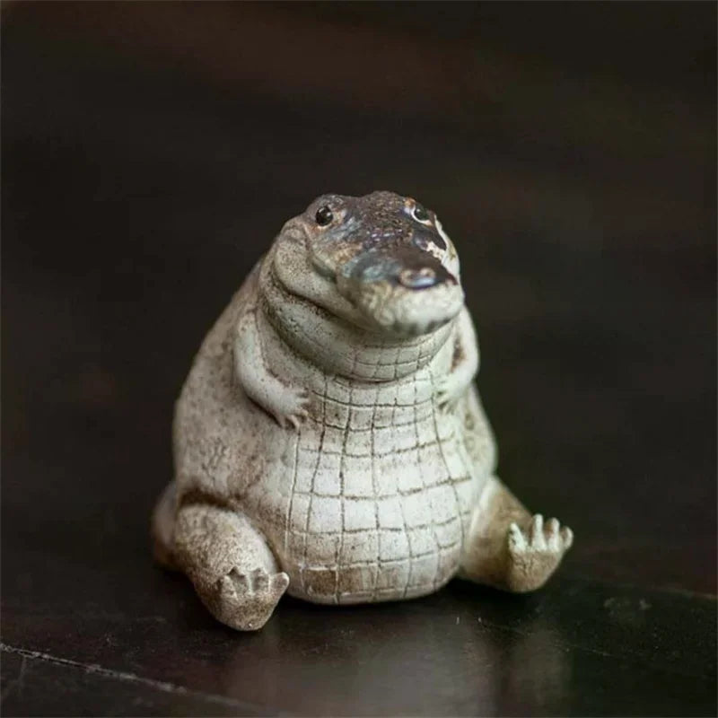 Handmade Purple Clay Crocodile Tea Pet Ornament | Tea Decor Tea Pet Figurine Nixie