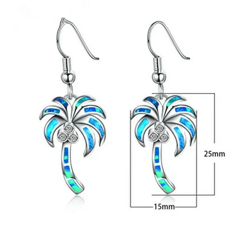 Coconut Blue Simulated Opal Drop Dangle Earrings | Women Drop Dangle Earrings Nixie