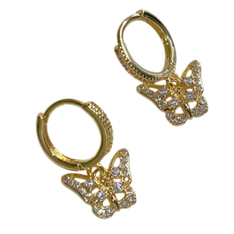 Sparkling Zircon Hoop Drop Earrings – 14K Gold Plated Women Drop Hoop Earrings Nixie
