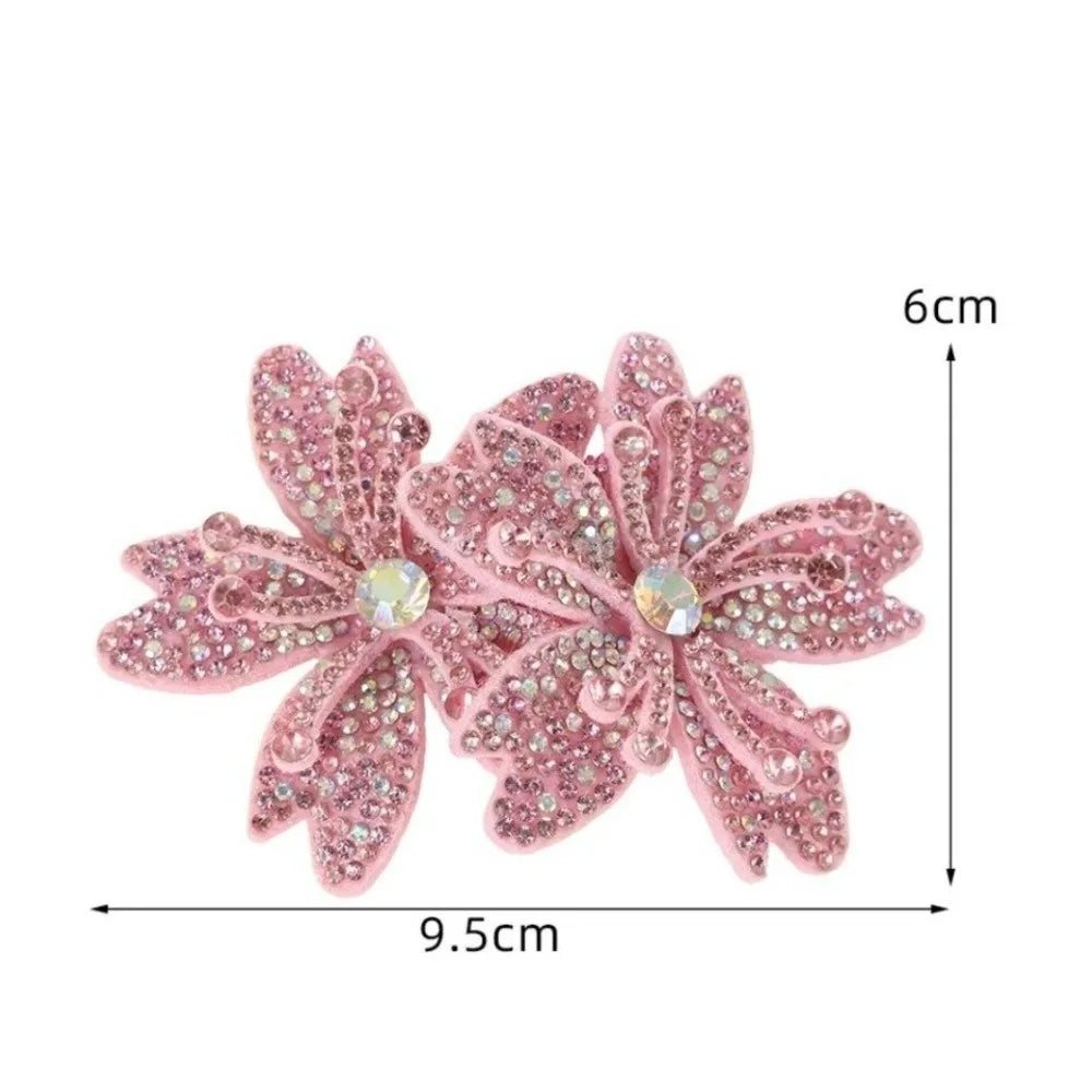 3D Rhinestone Rose Patch Pair | Sparkling DIY Fabric Appliqué