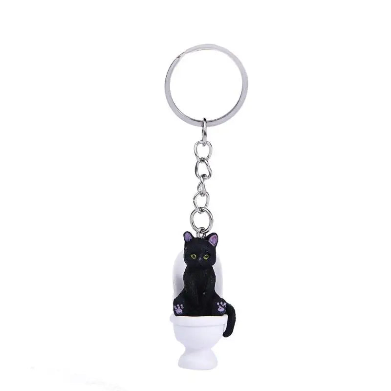 Funny Toilet Cat PVC Keychain – Novelty Gift for Cat Lovers Novelty Keychain Nixie