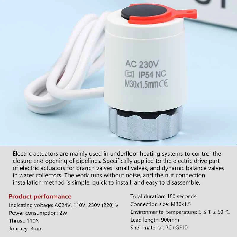 230V NC Electric Thermal Actuator for Underfloor Heating Manifold Thermal Valve Actuator Nixie