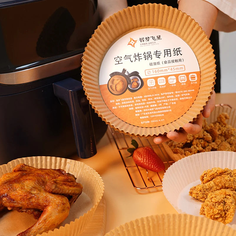 50Pcs Air Fryer Parchment Paper Liners – Round Non-Stick Mats