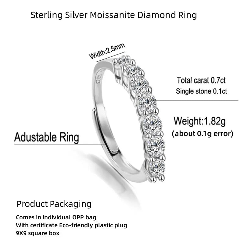 Sterling Silver Moissanite Princess Ring | Fine Jewelry for Women Moissanite Silver Ring Nixie