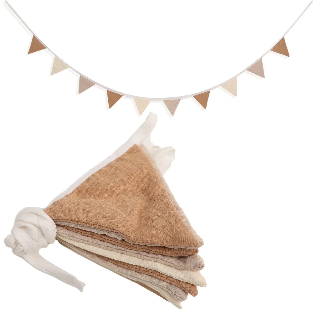 Boho Cotton Bunting Banner – Triangle Party Flag Decoration