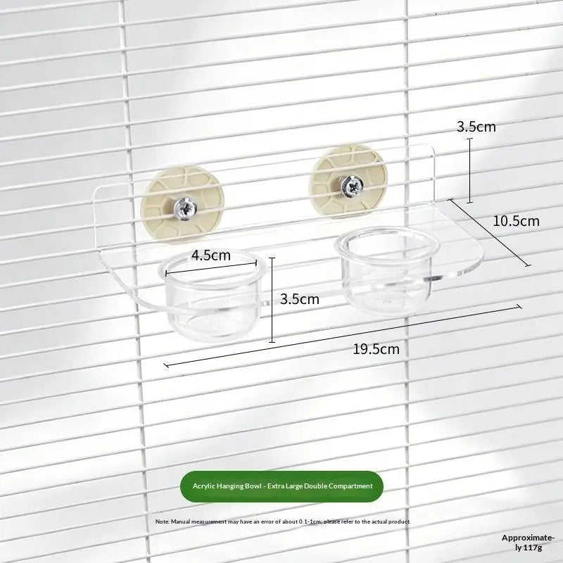 Clear Acrylic Dual Pet Feeder Bowl – Cage Clip Small Animals Pet Feeder Bowl Nixie A5