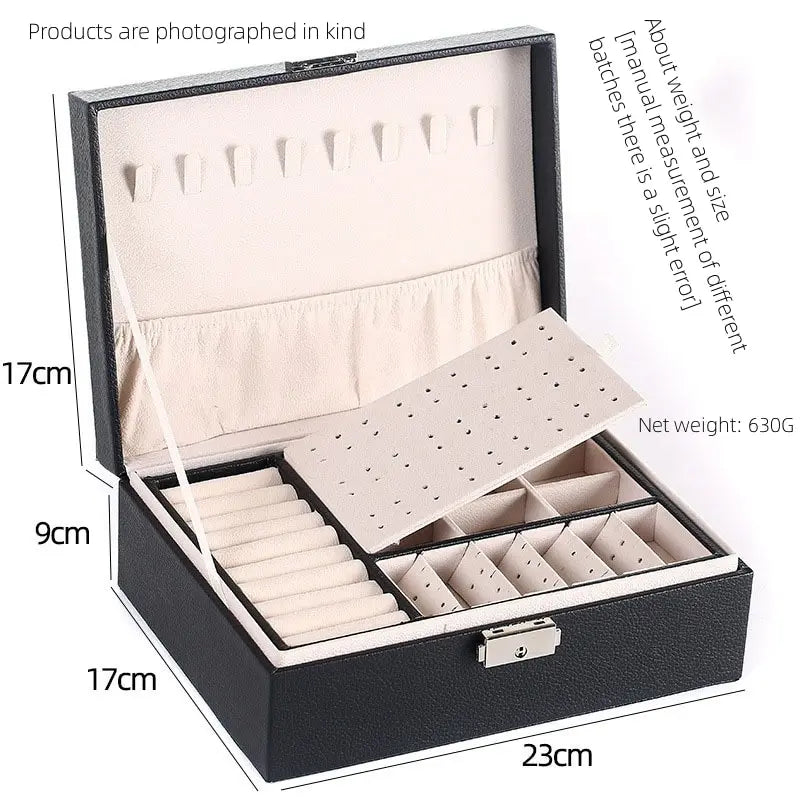 Double Layer PU Leather Jewelry Box – Travel Organizer Case Jewelry Storage Box Nixie
