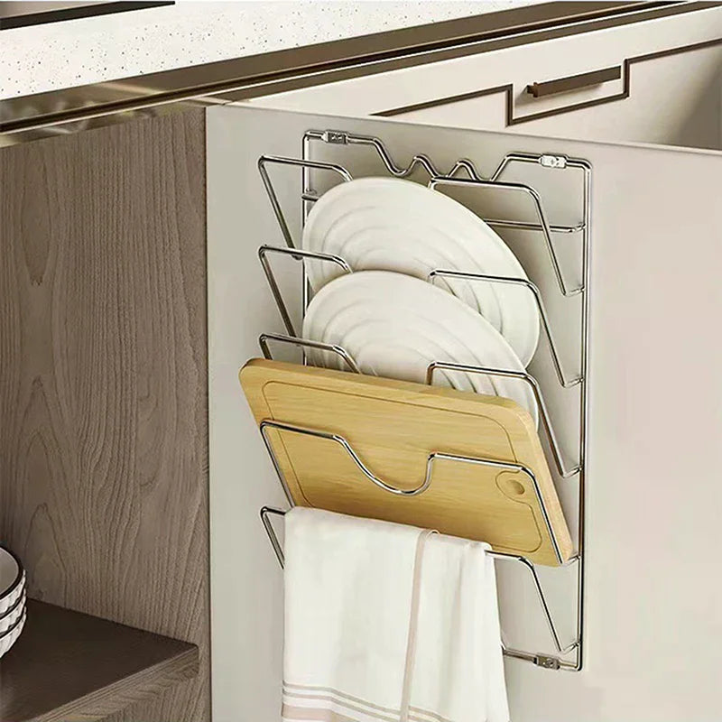 5-Layer Wall-Mounted Pot Lid Rack – Rust-Free Kitchen Organizer Pot Lid Rack Nixie