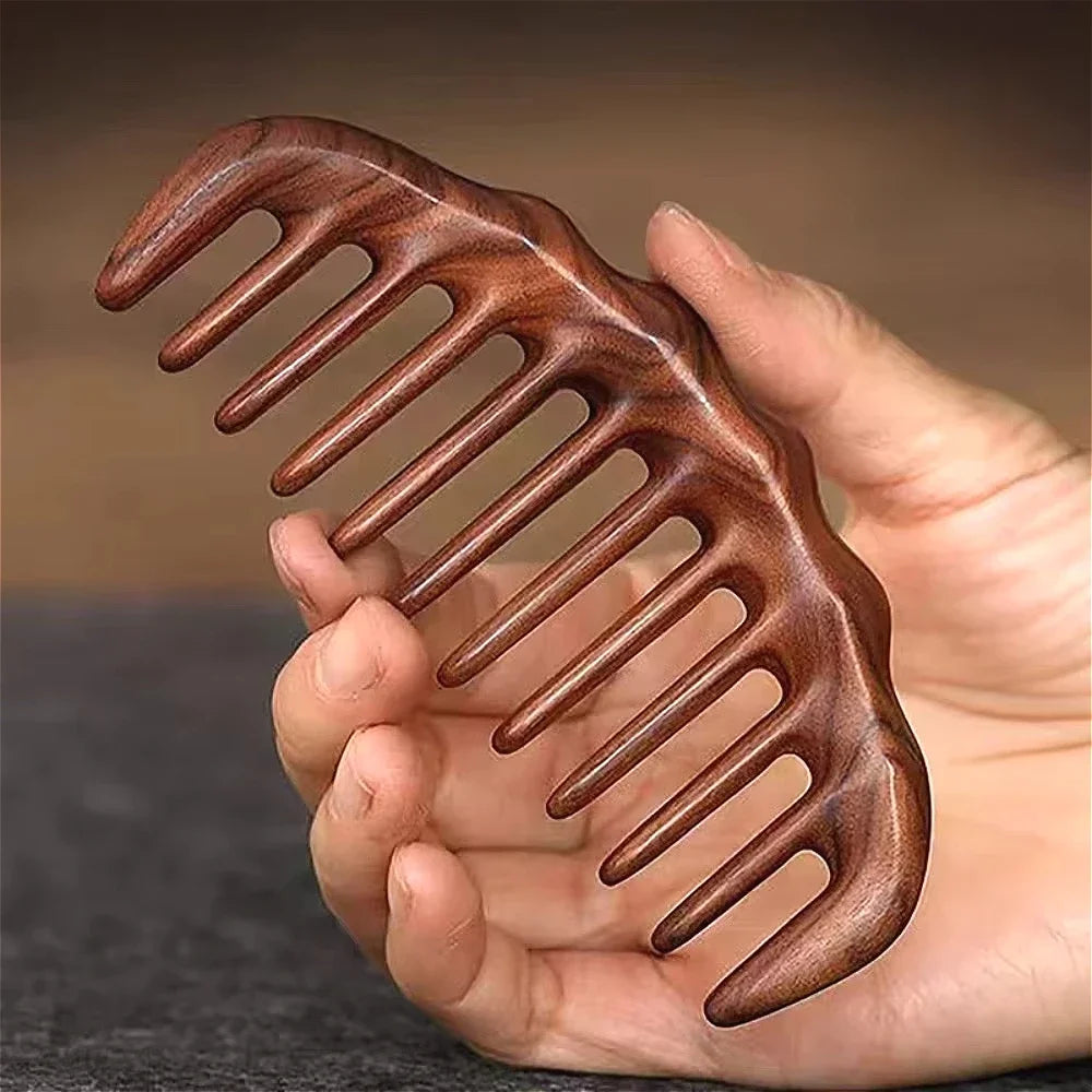 Natural Sandalwood Wide Tooth Detangling Comb | Anti-Static Wooden Hair Comb Nixie