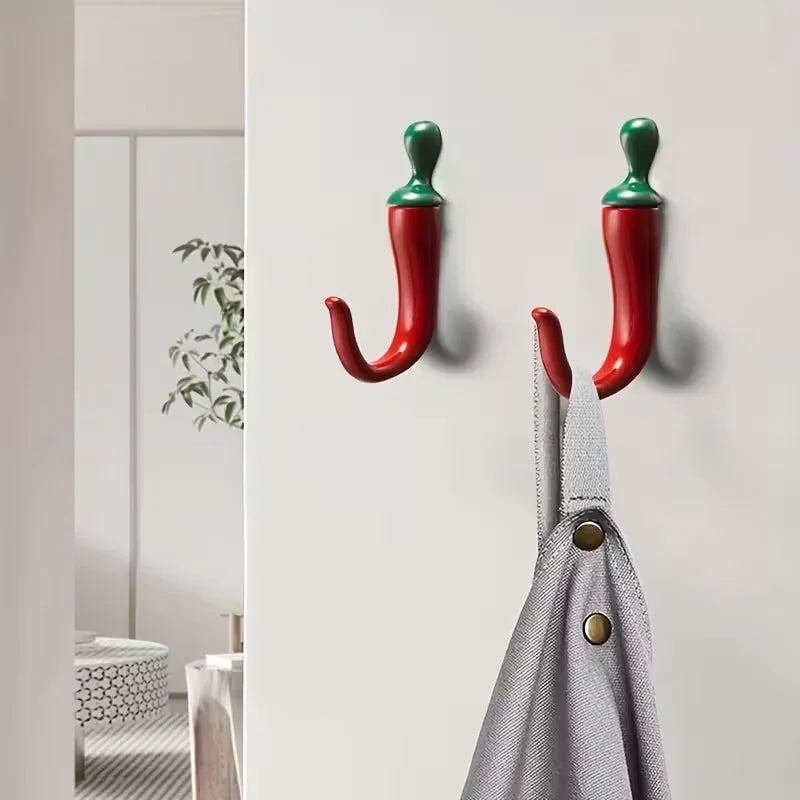 Pepper-Shaped Wall Hook | Zinc Alloy Red Painted Finish