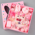 18-Piece Girls Pink Princess Hair Accessories Boxed Gift Set Kids Hair Accessories Nixie Pink 18 piece set