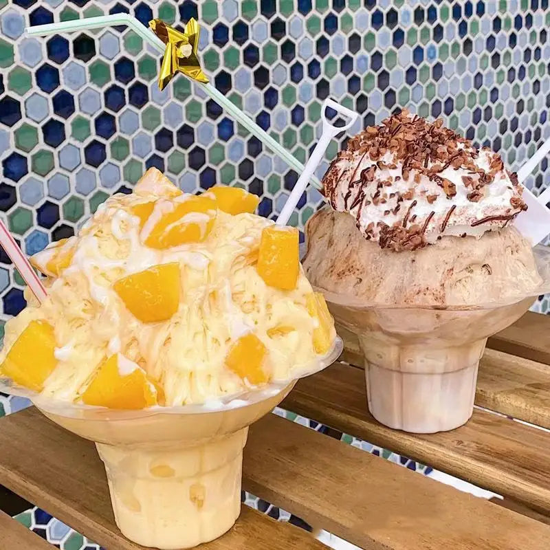 50 Pcs Flower Snow Cone Cups Leak-Proof Plastic Ice Cream Bowls Snow Cone Cups Nixie