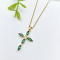 Women's Cross Zircon Pendant Necklace | Gold Stainless Steel Pendant Necklace Nixie XL1200-213