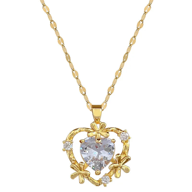 Heart Pendant Necklace Women – Gold Stainless Steel Choker Pendant Necklace Nixie
