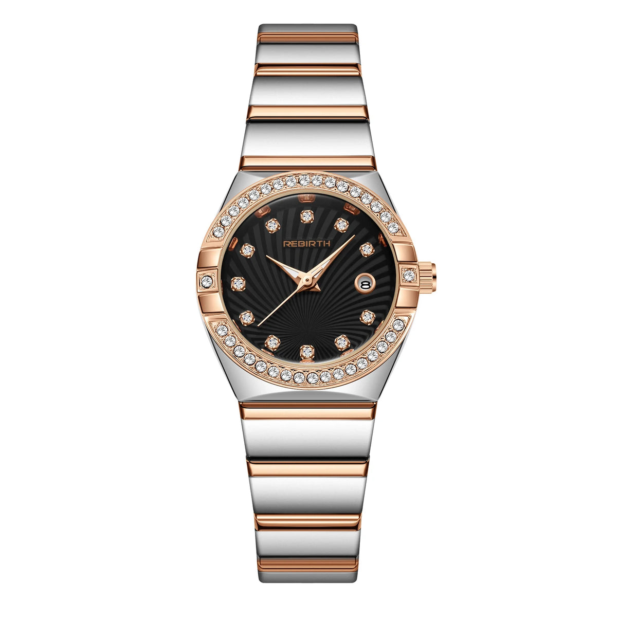 REBIRTH Luxury Women's Quartz Watch – Waterproof & Luminous Women's Quartz Watch Nixie black
