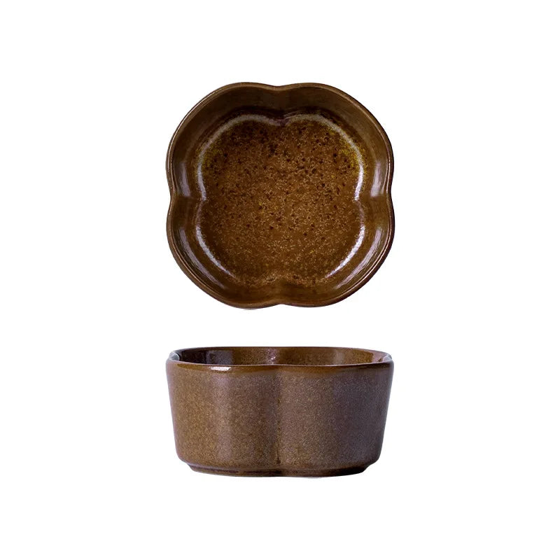 Vintage Ceramic Flower Dipping Dish | Retro Snack & Sauce Plate