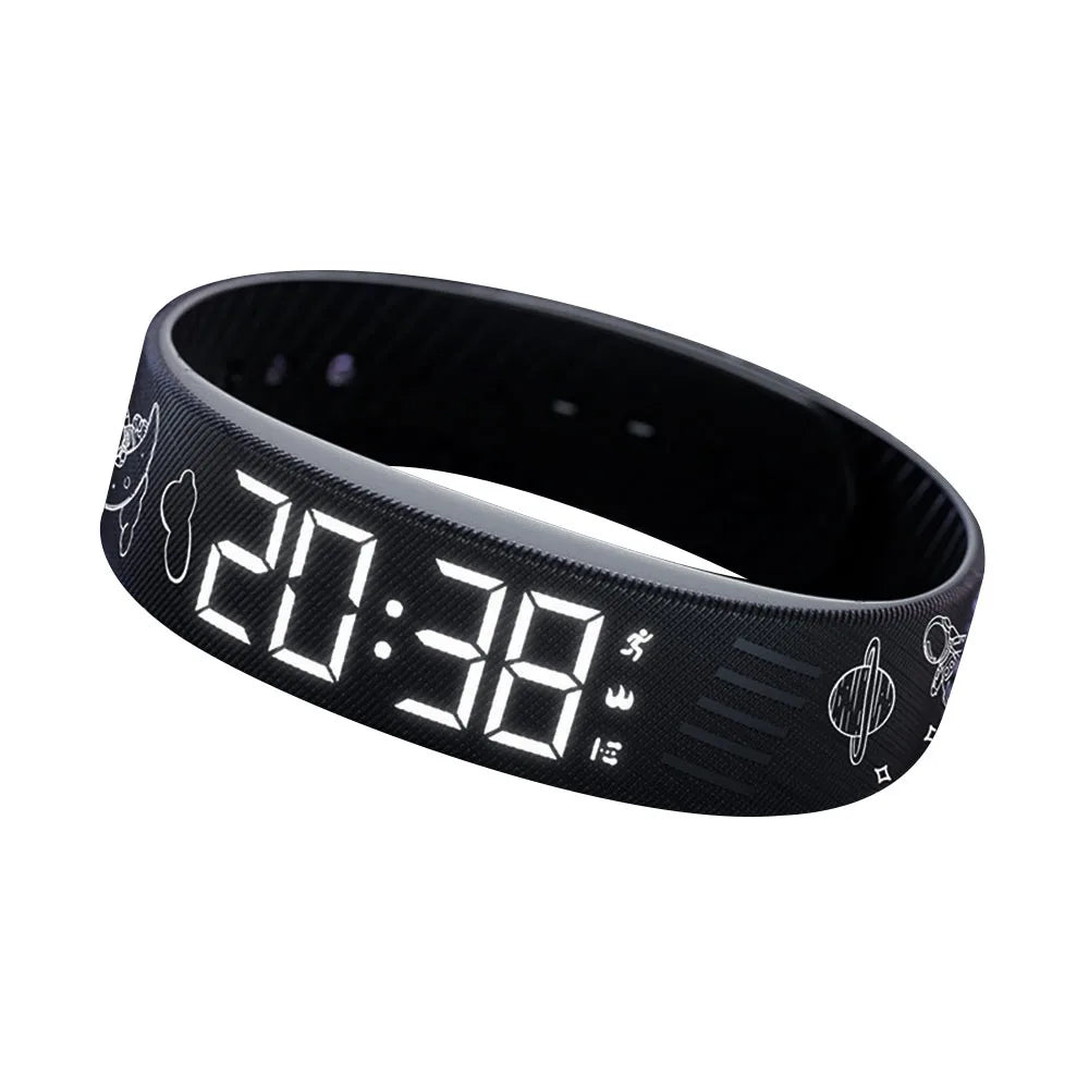 LED Vibrating Alarm Bracelet Watch – Waterproof & Pedometer Alarm Bracelet Watch Nixie Black