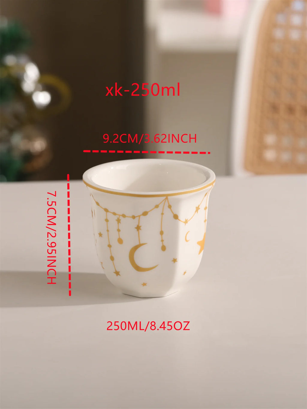 Kabuki Octagonal Ceramic Espresso Cup | Floral Coffee Cup Ceramic Coffee Cup Nixie L