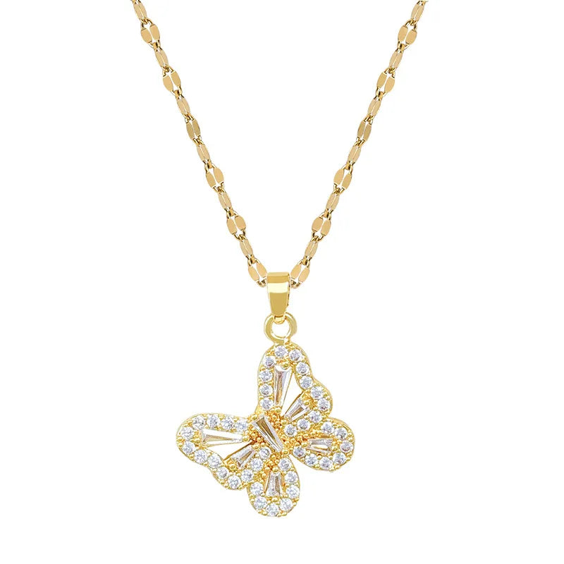 Butterfly Crystal Pendant Necklace – Women's Clavicle Chain Pendant Necklace Nixie