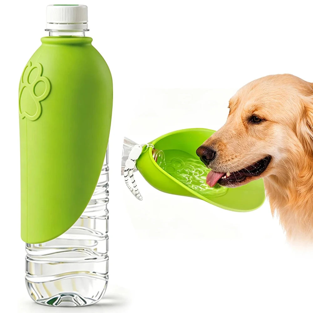 Portable Dog Water Bottle Adapter – Foldable Silicone Pet Bowl Pet Water Dispenser Nixie Green