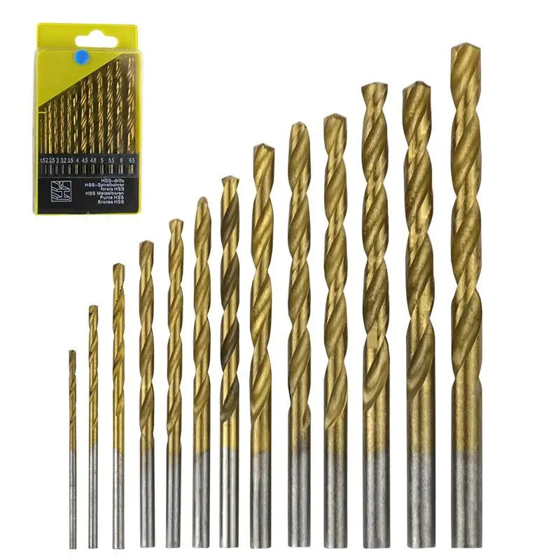 13-Piece Twist Drill Bit Set 1.5mm–6.5mm | Wood Metal Tile Twist Drill Bit Set Nixie Gold