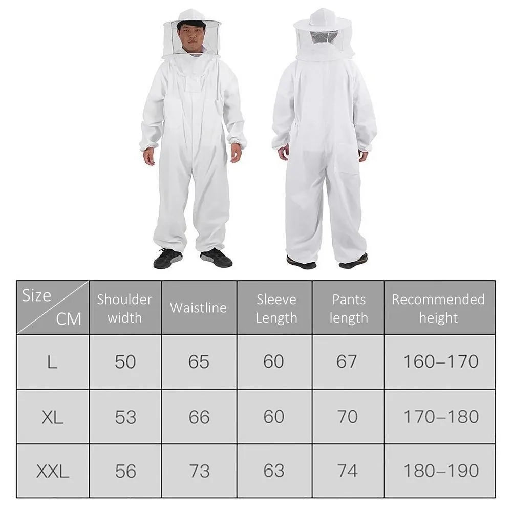Professional Beekeeping Suit with Veil Hood | Breathable Jumpsuit