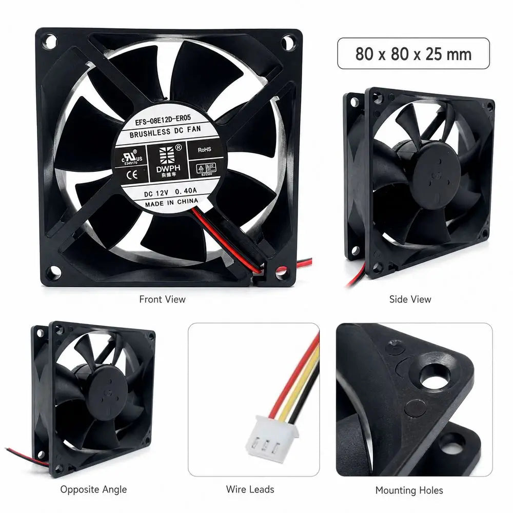 80mm Brushless DC Axial Cooling Fan 12V 3-Pin – EFC-08E12D UPS Brushless Cooling Fan Nixie
