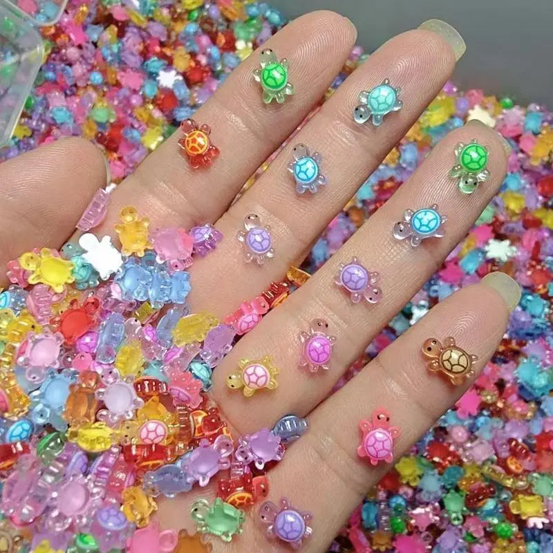 100Pcs Glow in the Dark 3D Turtle Nail Art Charms | Resin Nail Art Charms Nixie