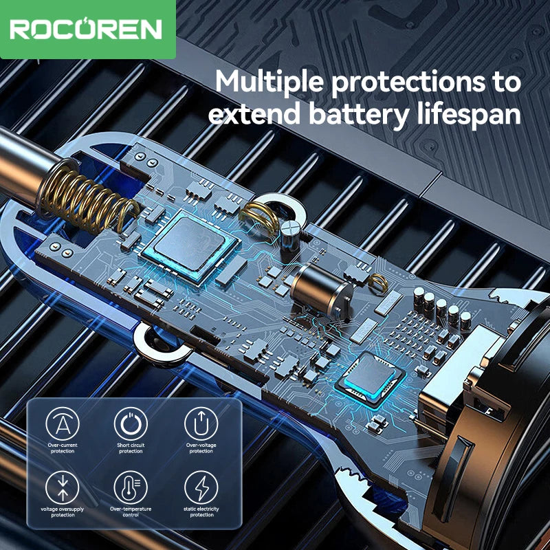 Rocoren 105W 6-Port Car Charger USB-C & USB-A Fast Charging Car Charger Nixie