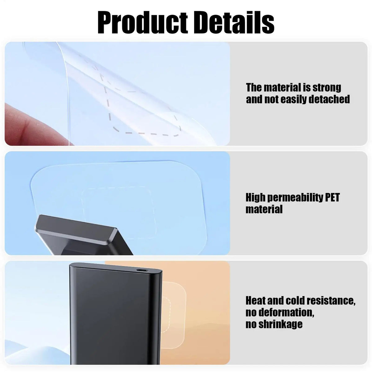 Dash Cam Windshield Electrostatic Stickers 6pc Transparent Film