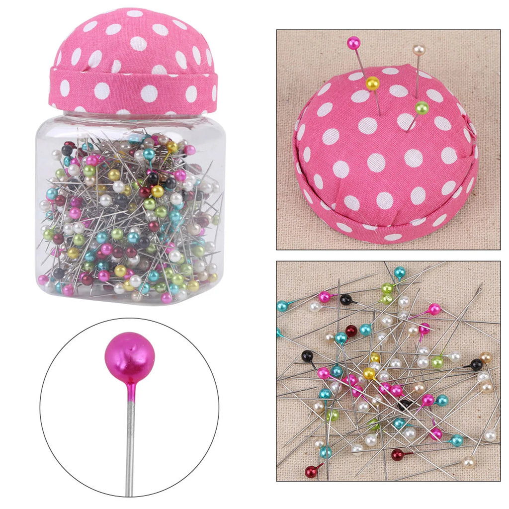 500pcs Pearl Head Sewing Pins with Pin Cushion Box – Colorful Sewing Pins Set Nixie