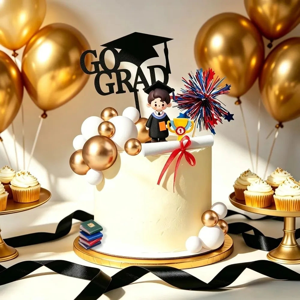 3D Graduation Cake Topper Cartoon Figurine – Boy & Girl Cake Topper Figurine Nixie