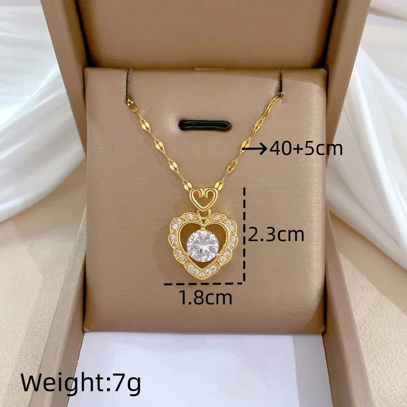 Women's Gold Heart Pendant Necklace – Stainless Steel Choker Pendant Necklace Nixie XL2606-560