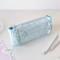 Transparent Pencil Case Large Capacity Badge Display Pen Bag Pencil Case Nixie Blue